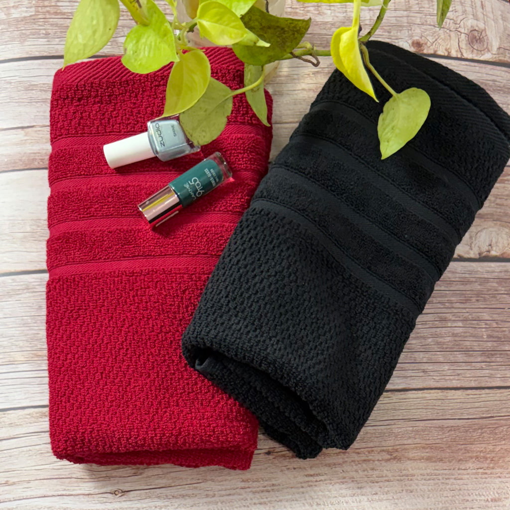 Maroon and Black Popcorn Salon Towel