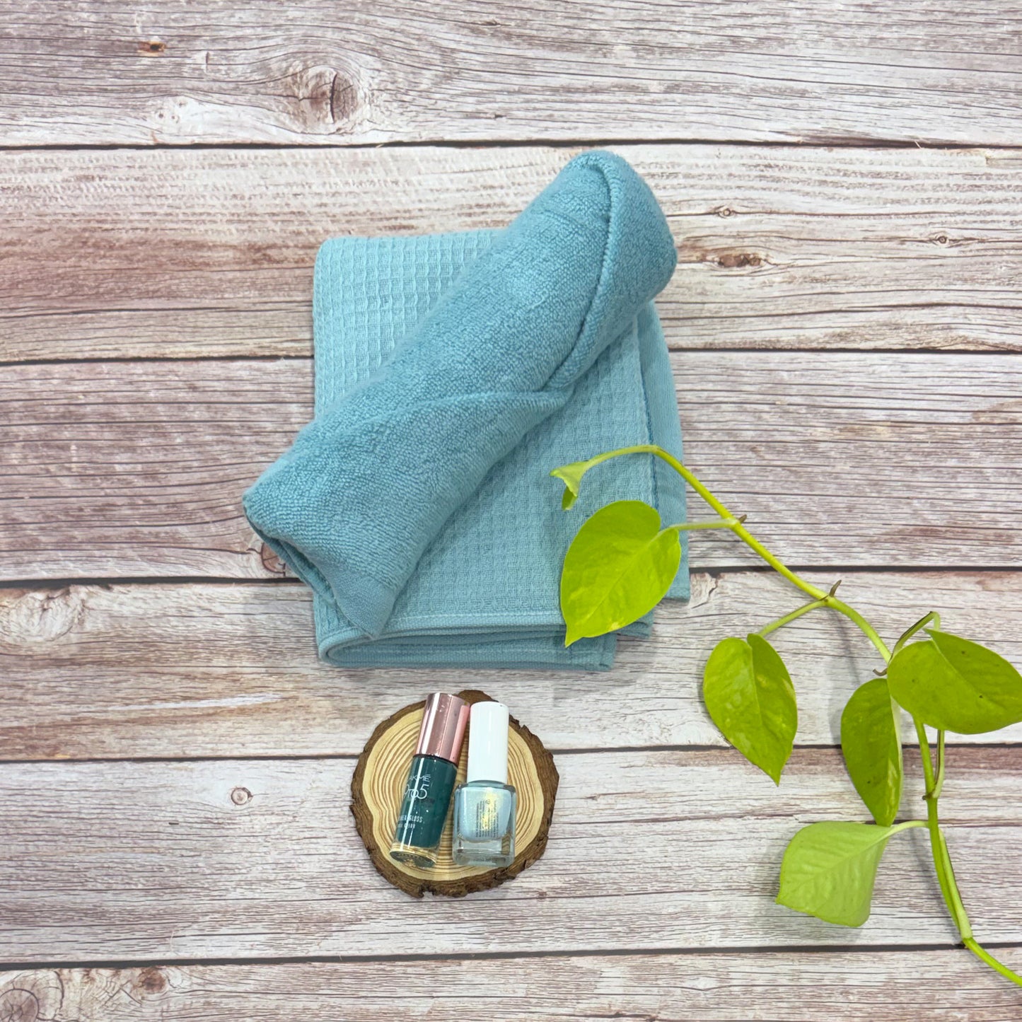 Blue Waffle-Terry Hand Towel Pack Of Two