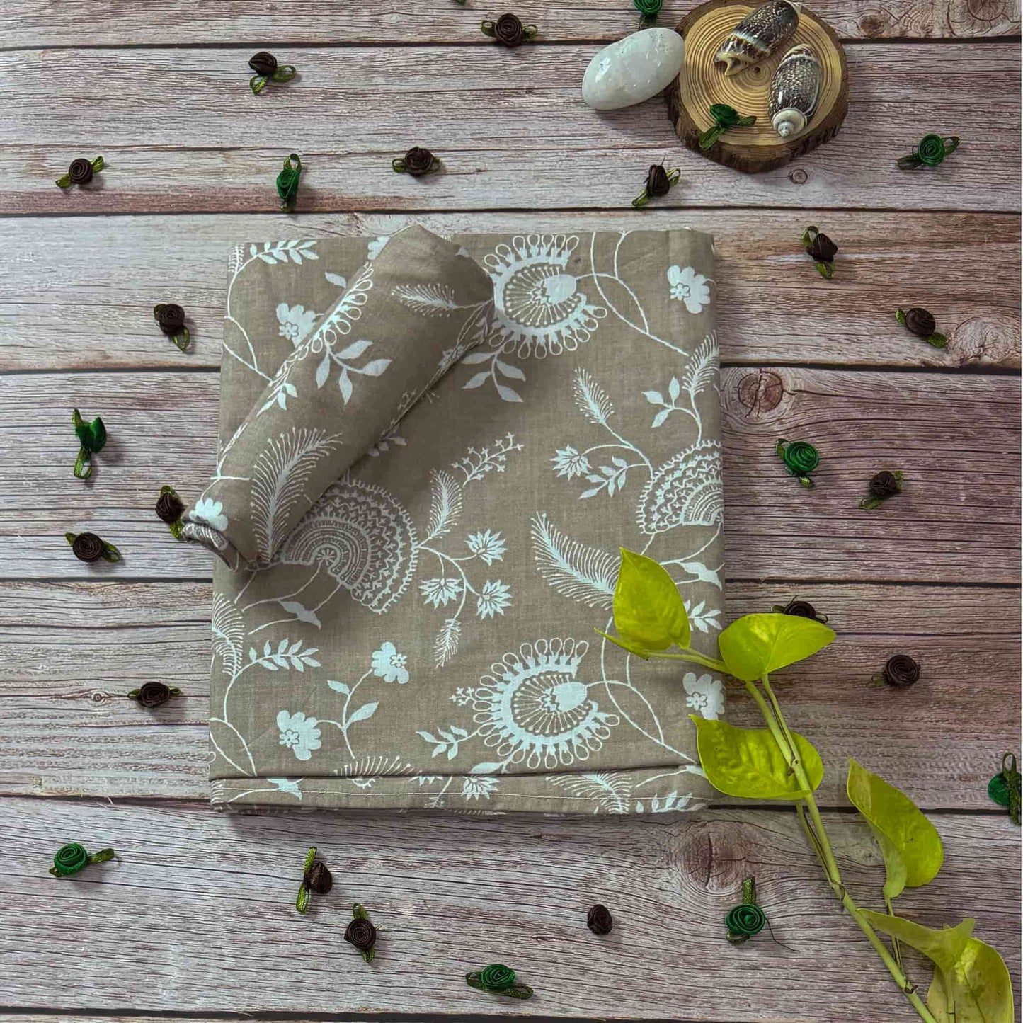 Floral Print On Brown Single Bedsheet