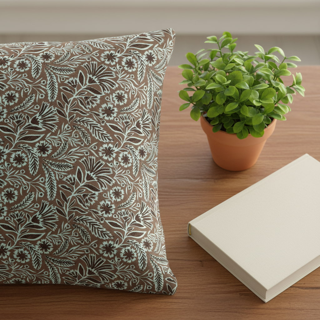 Small Floral Print On Brown Single Bedsheet
