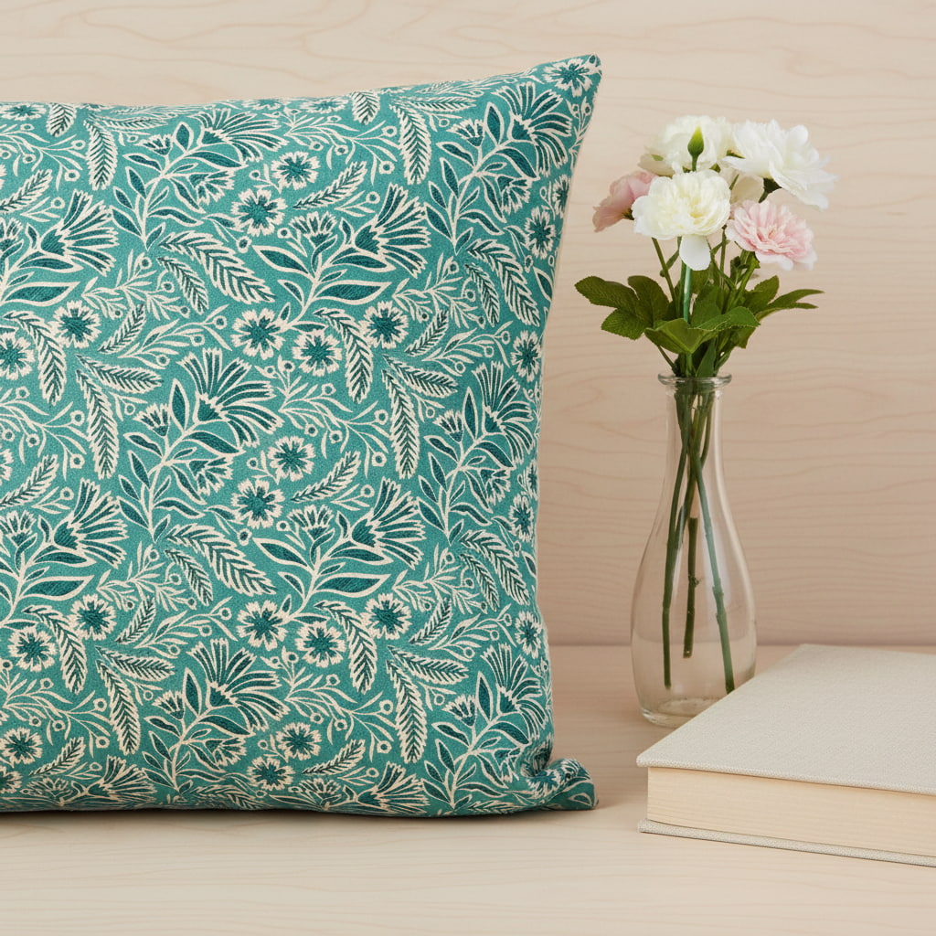 Small Floral Print On Green Single Bedsheet