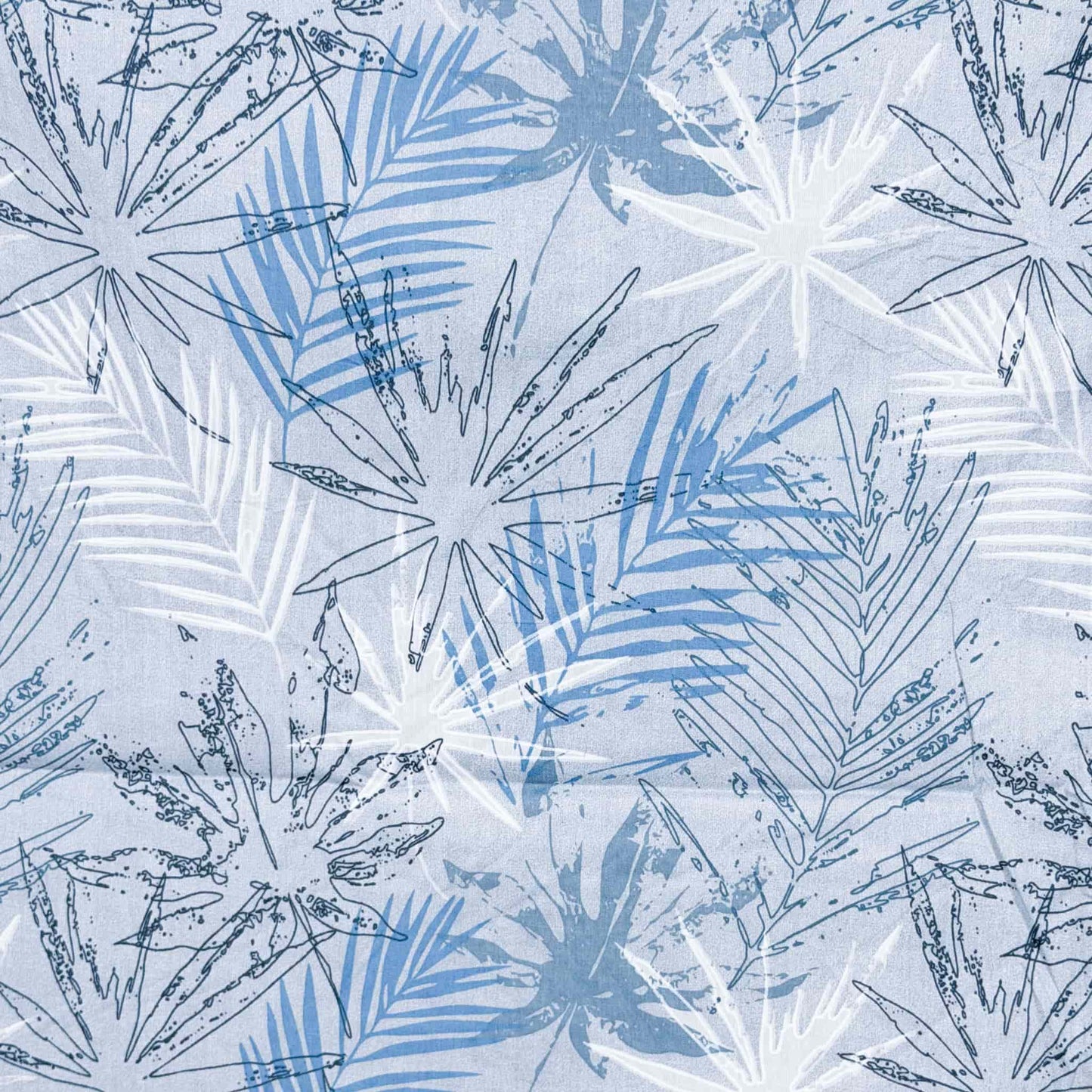 Blue Leaf Print On Grey 180TC King Size Bedsheet