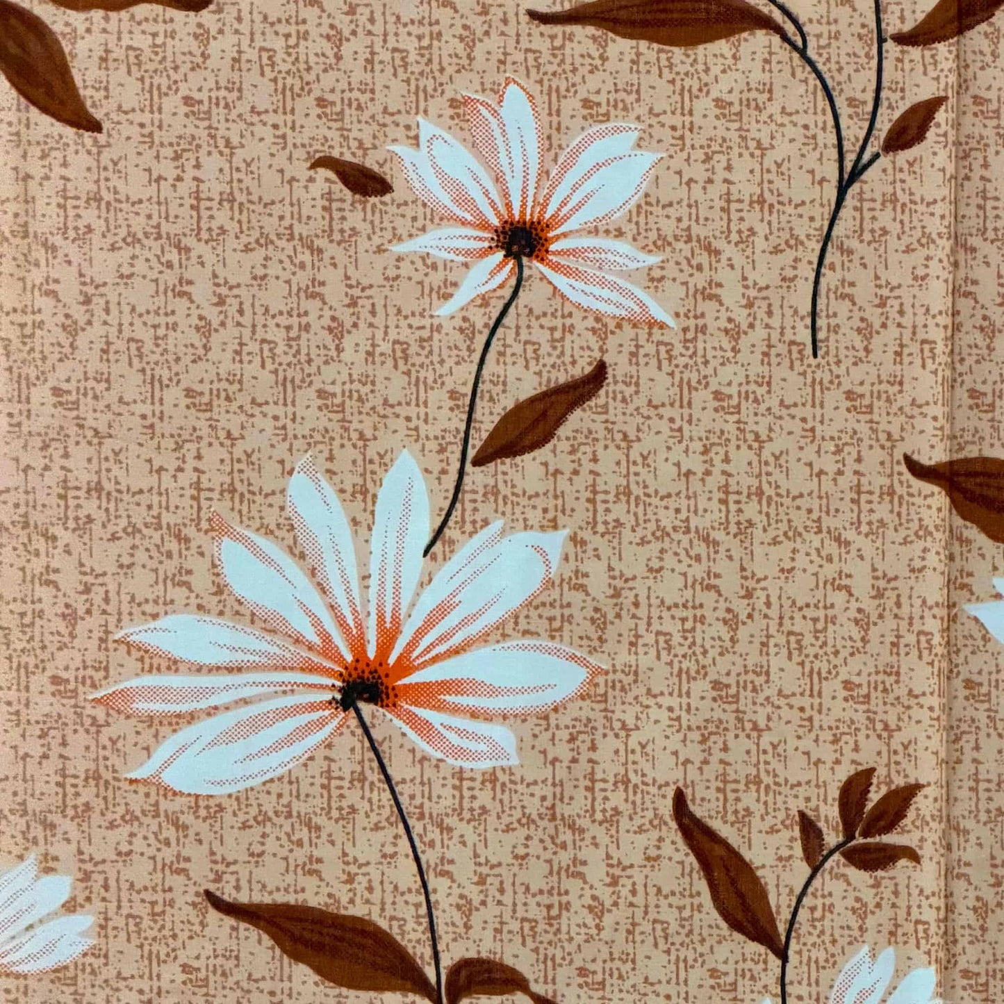 White Floral Print On Beige Single Bedsheet