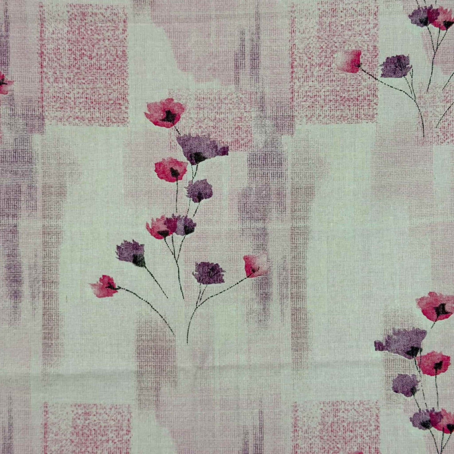Pink Floral Print On White Single Bedsheet