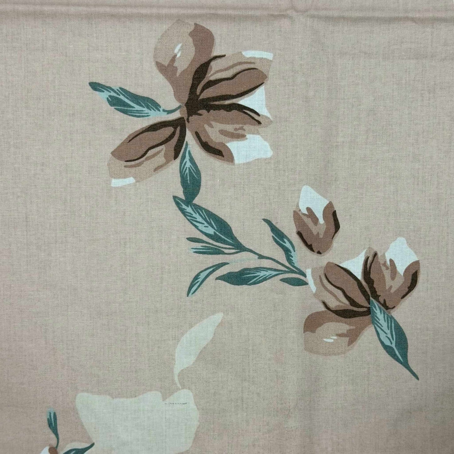Beige Floral Queen Size Bedsheet