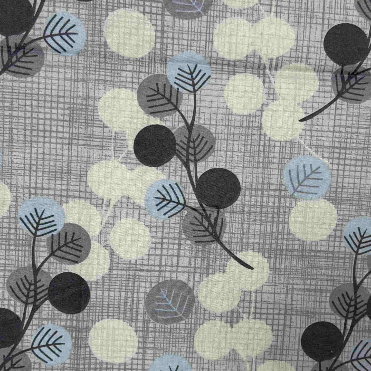 Blue Floral With Geometric Elements Queen Size Bedsheet