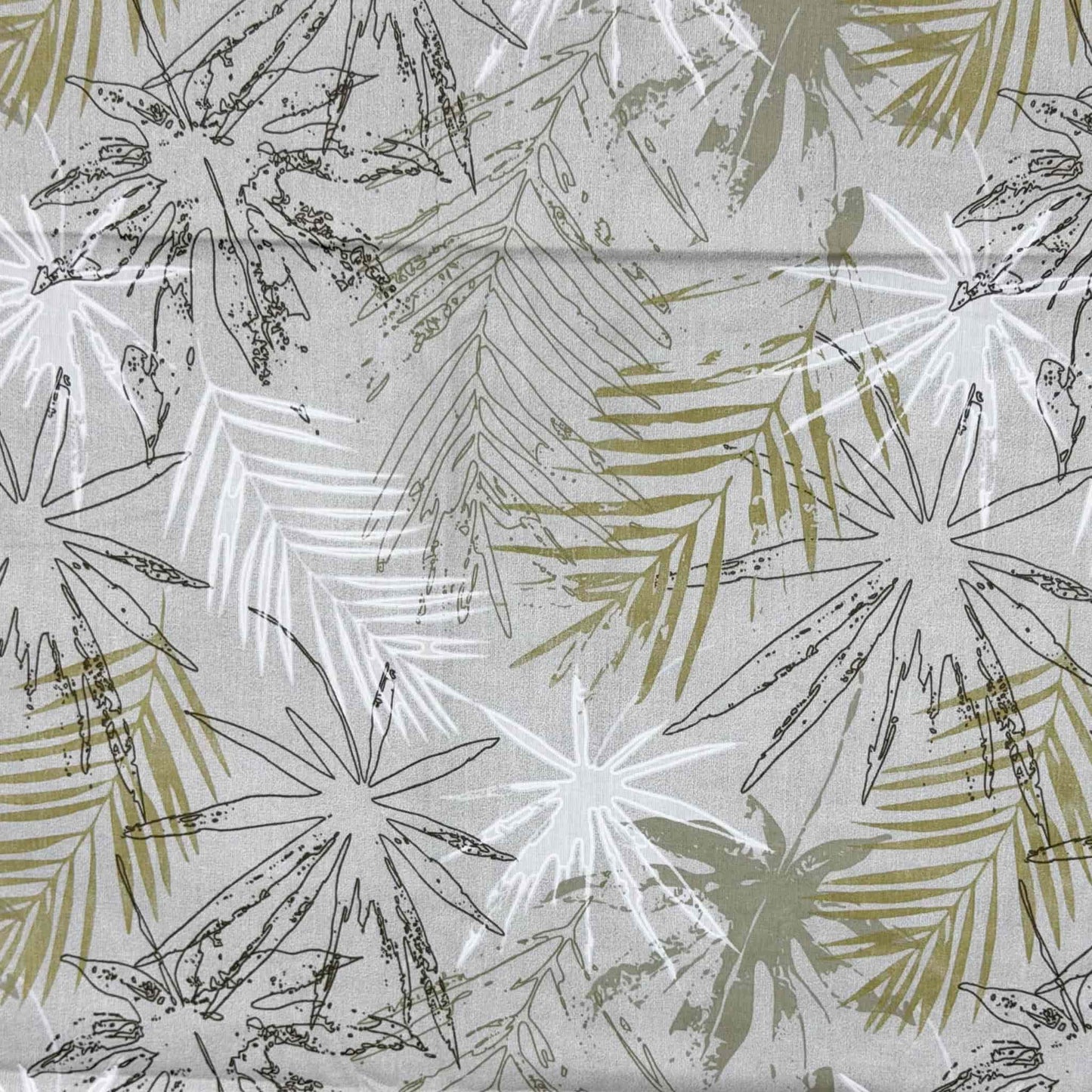 Beige Leaf Print On Grey 180TC King Size Bedsheet