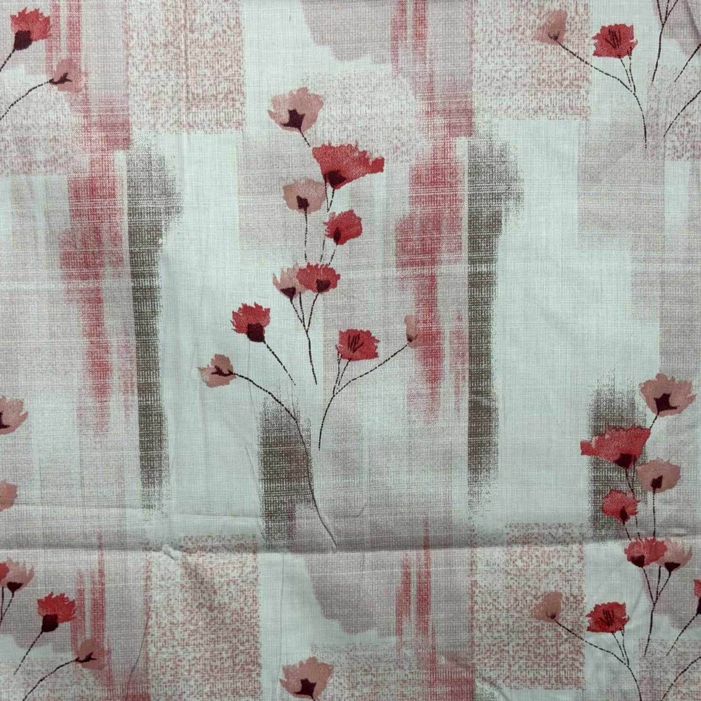 Pink Floral Print 210TC White King Size Bedsheet