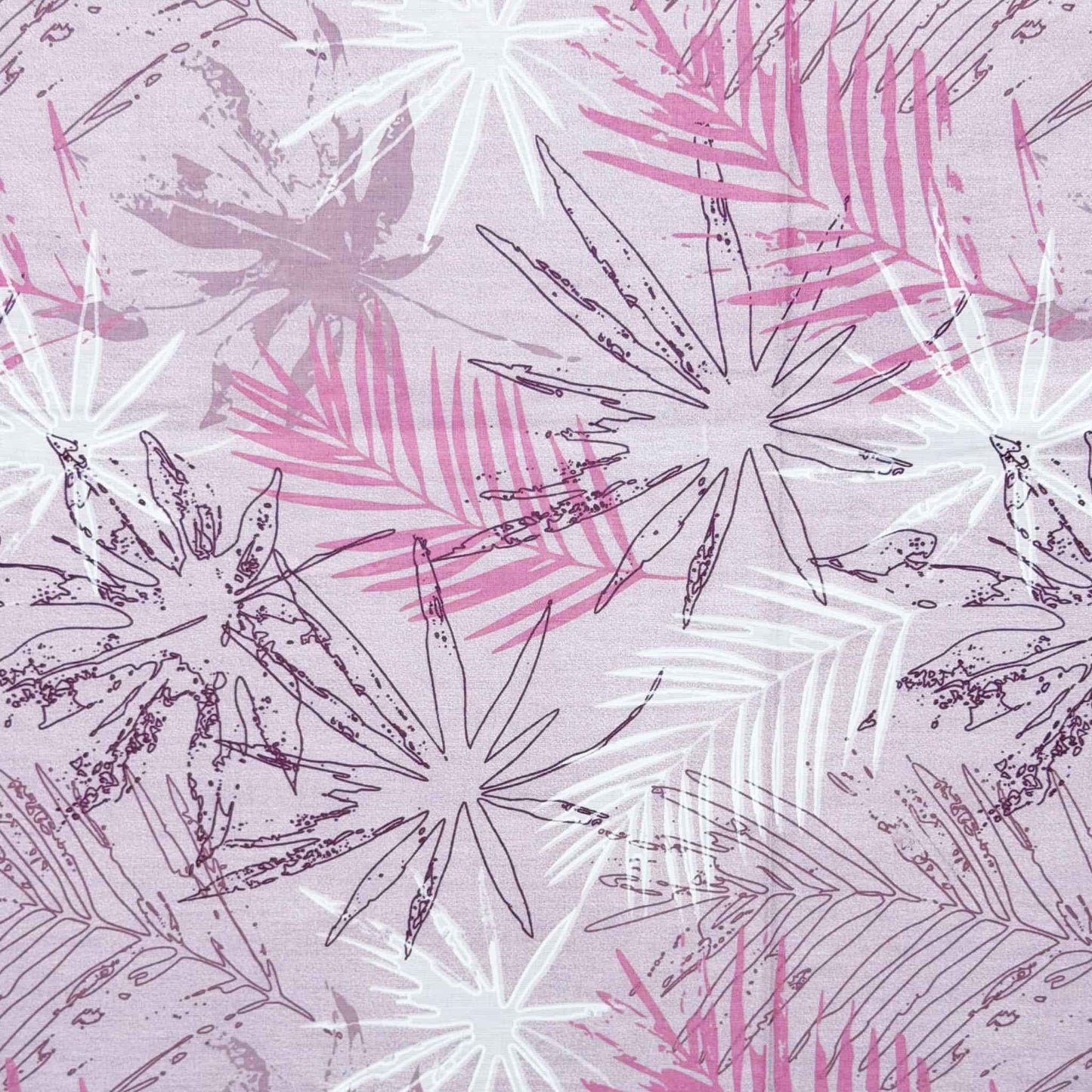 Lavender Leaf Print On Grey 180TC King Size Bedsheet