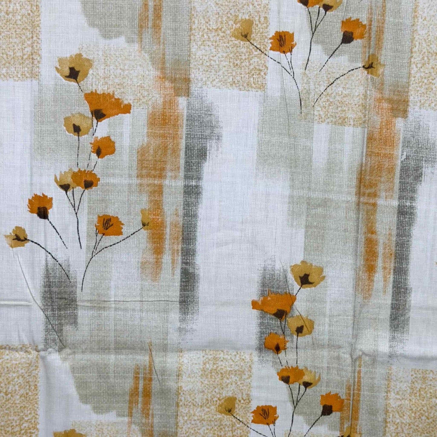 Yellow Floral Print 210TC White King Size Bedsheet