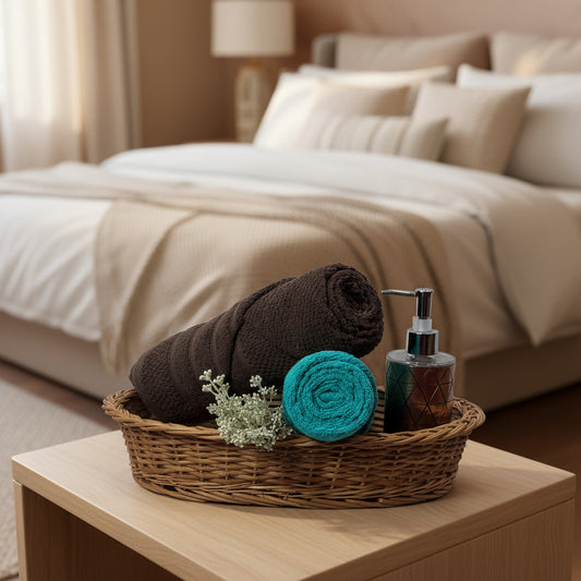 Cyan And  Coffee Brown Grey  Salon Towel Combo
