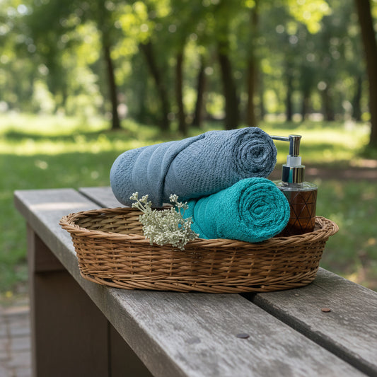 Cyan And  Steel Grey  Salon Towel Combo