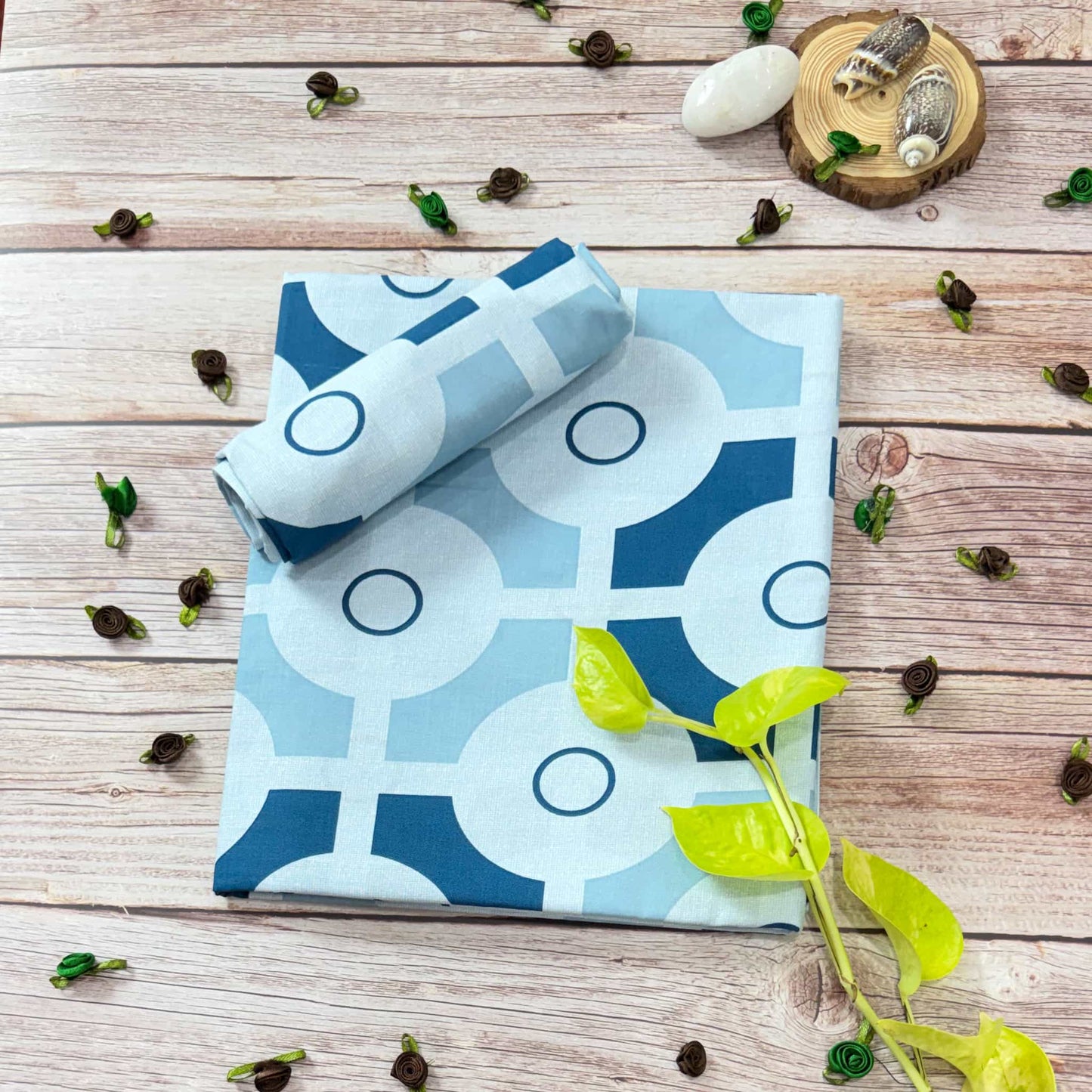 Blue Geometric Print Single Bedsheet