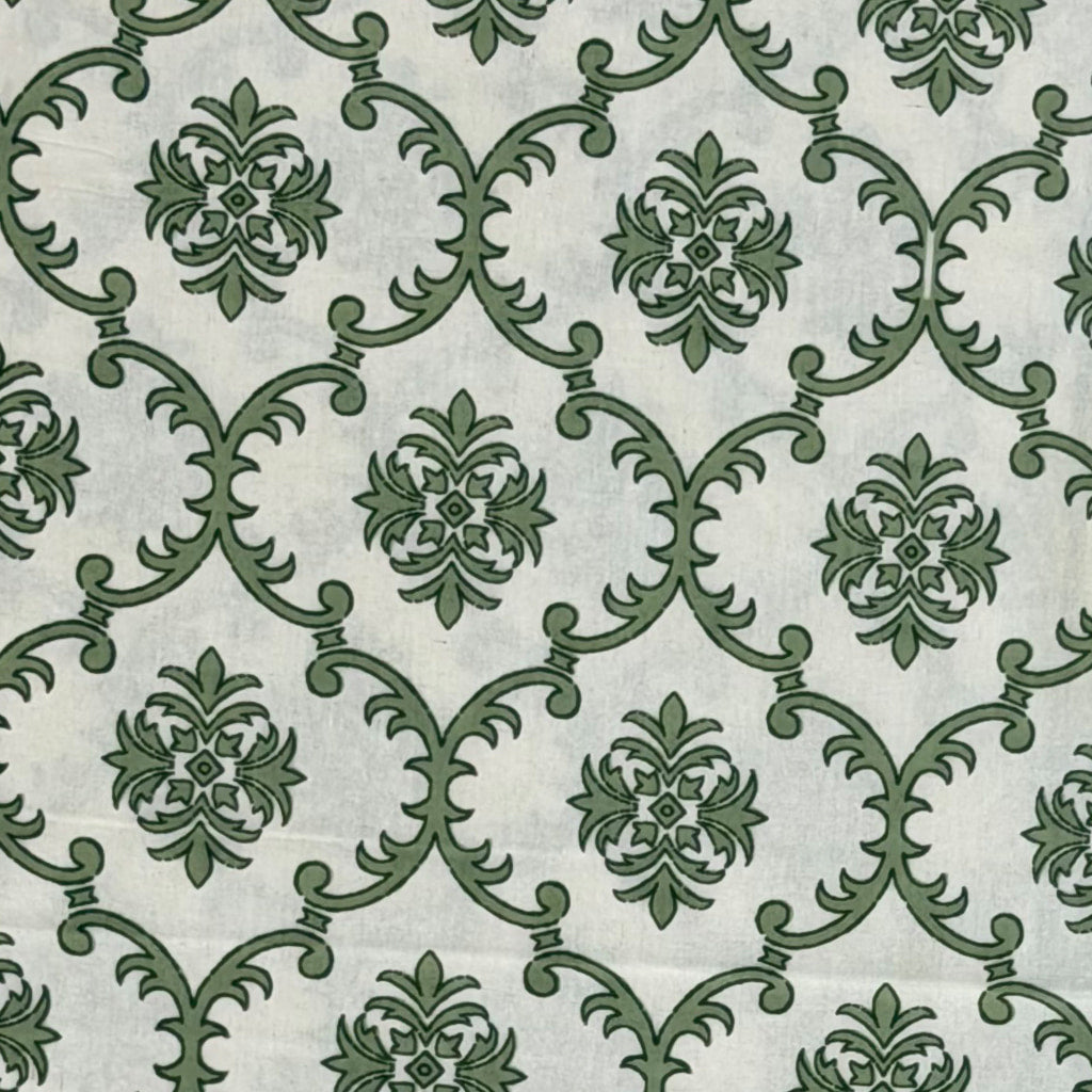 Green Hand Block Print  King Size Bedsheet