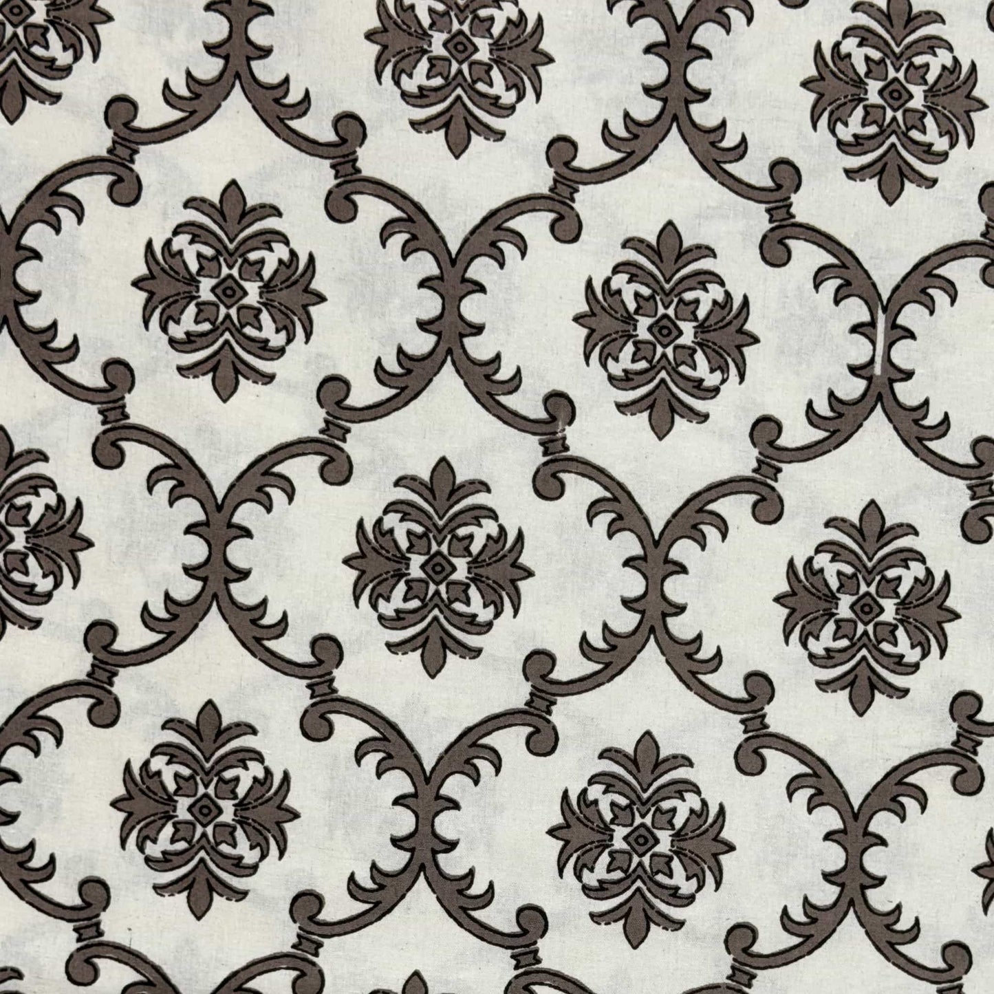 Grey Hand Block Print  King Size Bedsheet