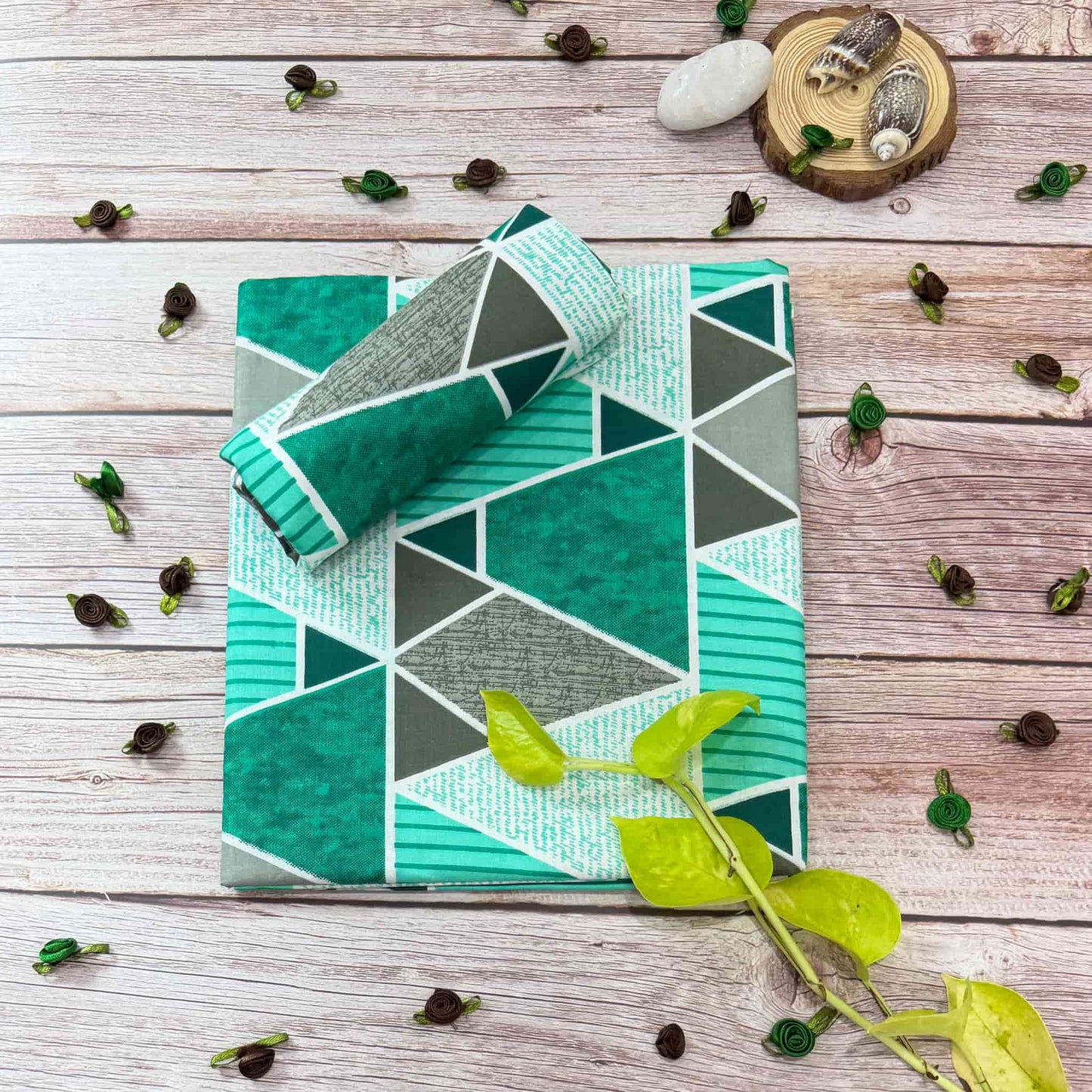 Green Geometric Print Single Bedsheet
