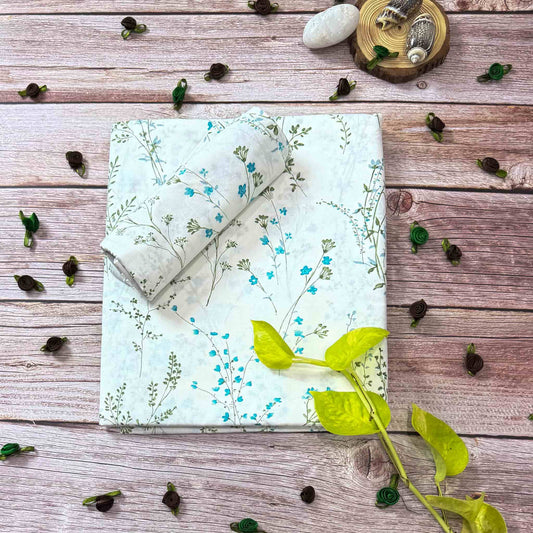 Small Blue Flower Print 200TC Single Bedsheet