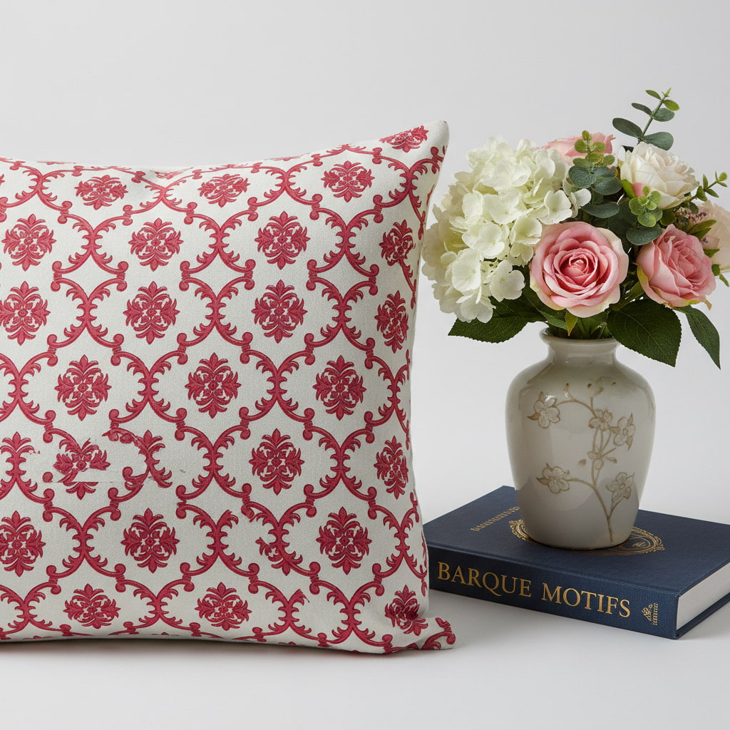 Red Geometric Print Jaipur King Size Bedsheet