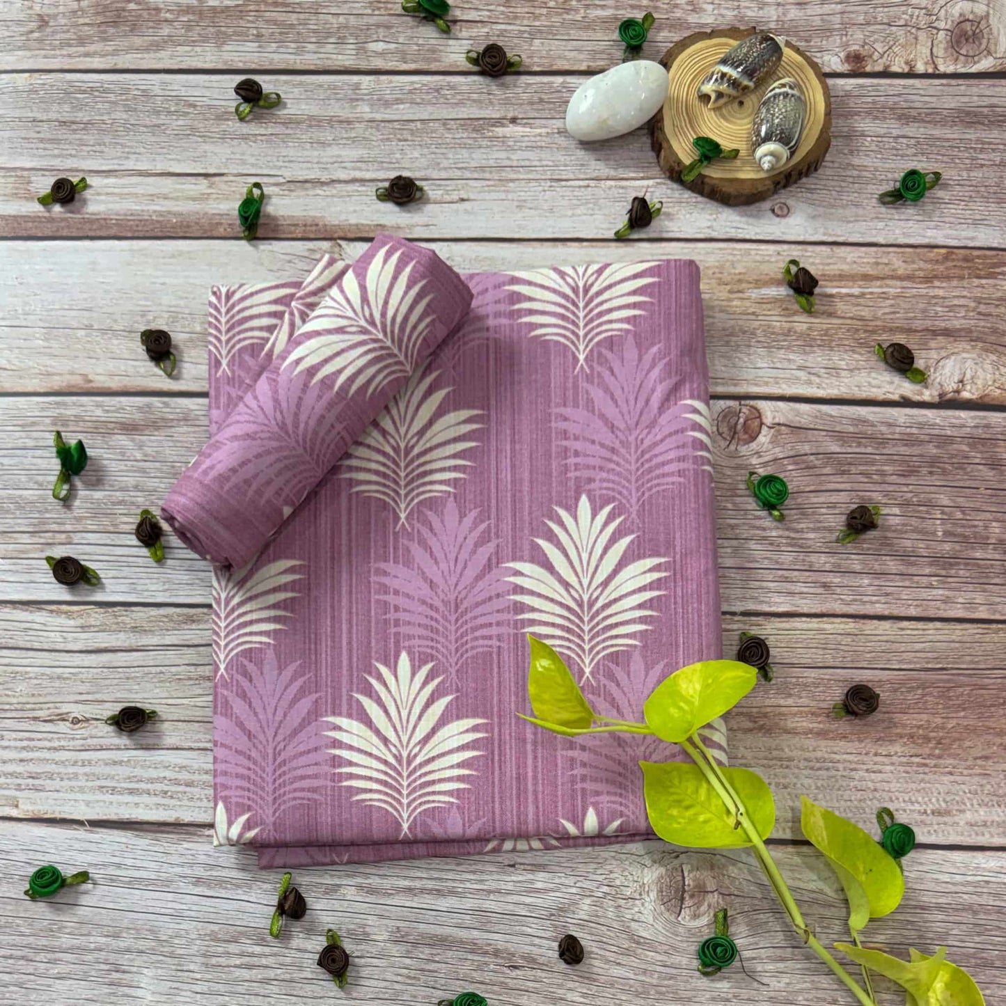 Leaf Print On Lavender Single Bedsheet
