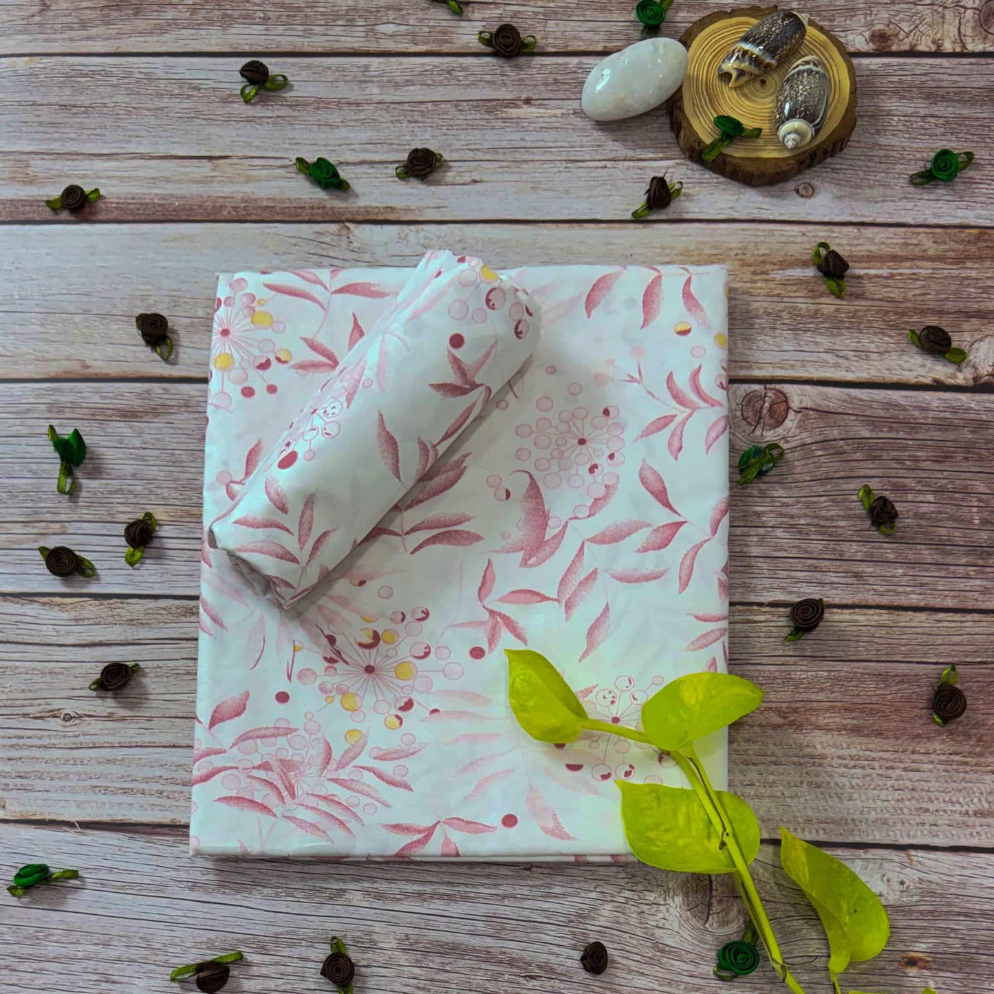 Lavender Leaf Print 200TC Single Bedsheet