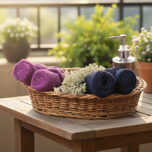 Purple With Navy Blue Hand Towel Combo