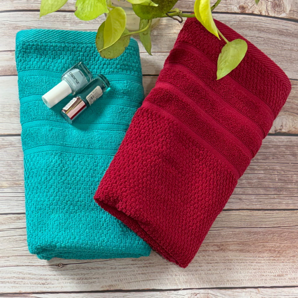 Maroon And  Cyan  Salon Towel Combo