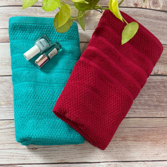 Maroon And  Cyan  Salon Towel Combo