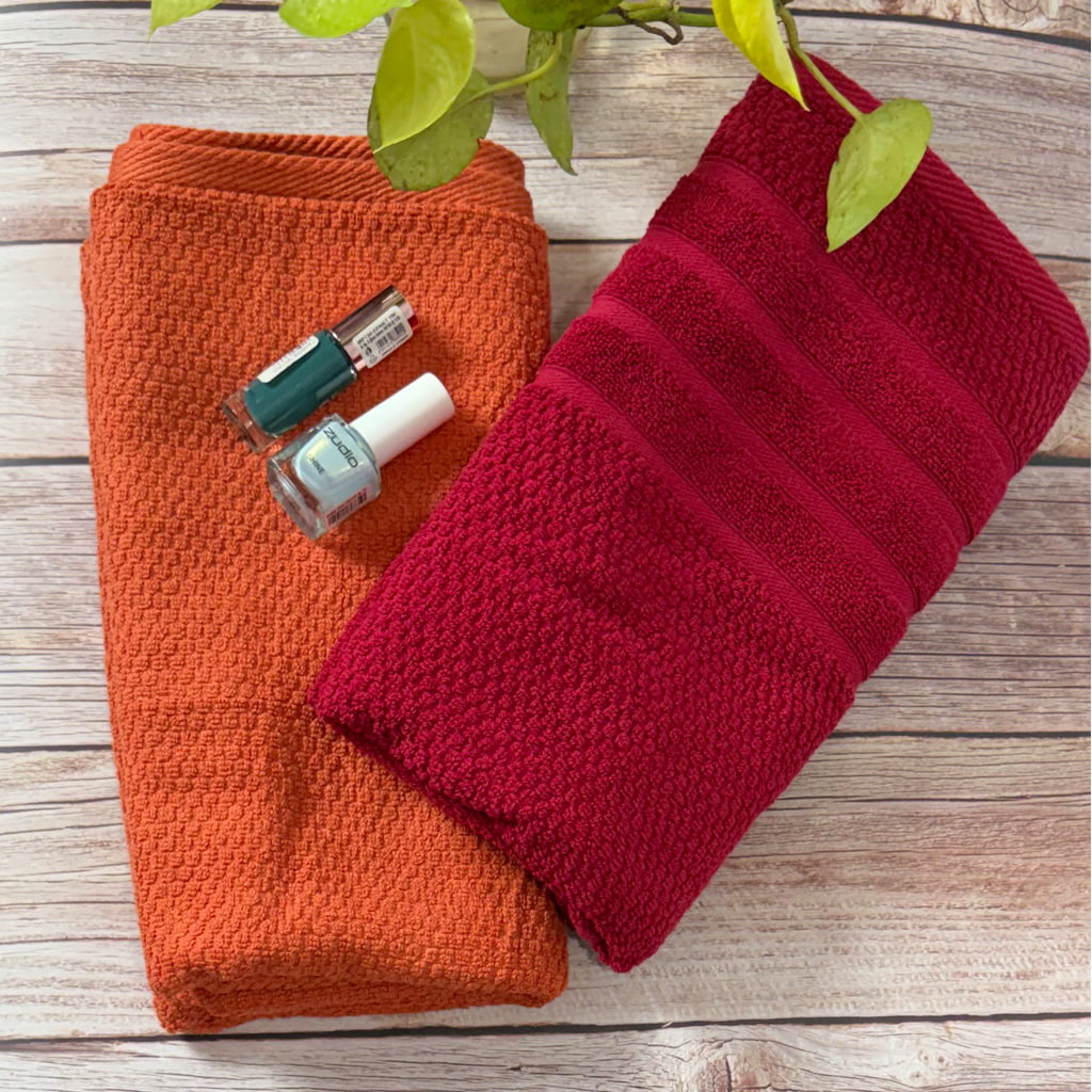 Maroon And Rust Popcorn Salon Towel Combo