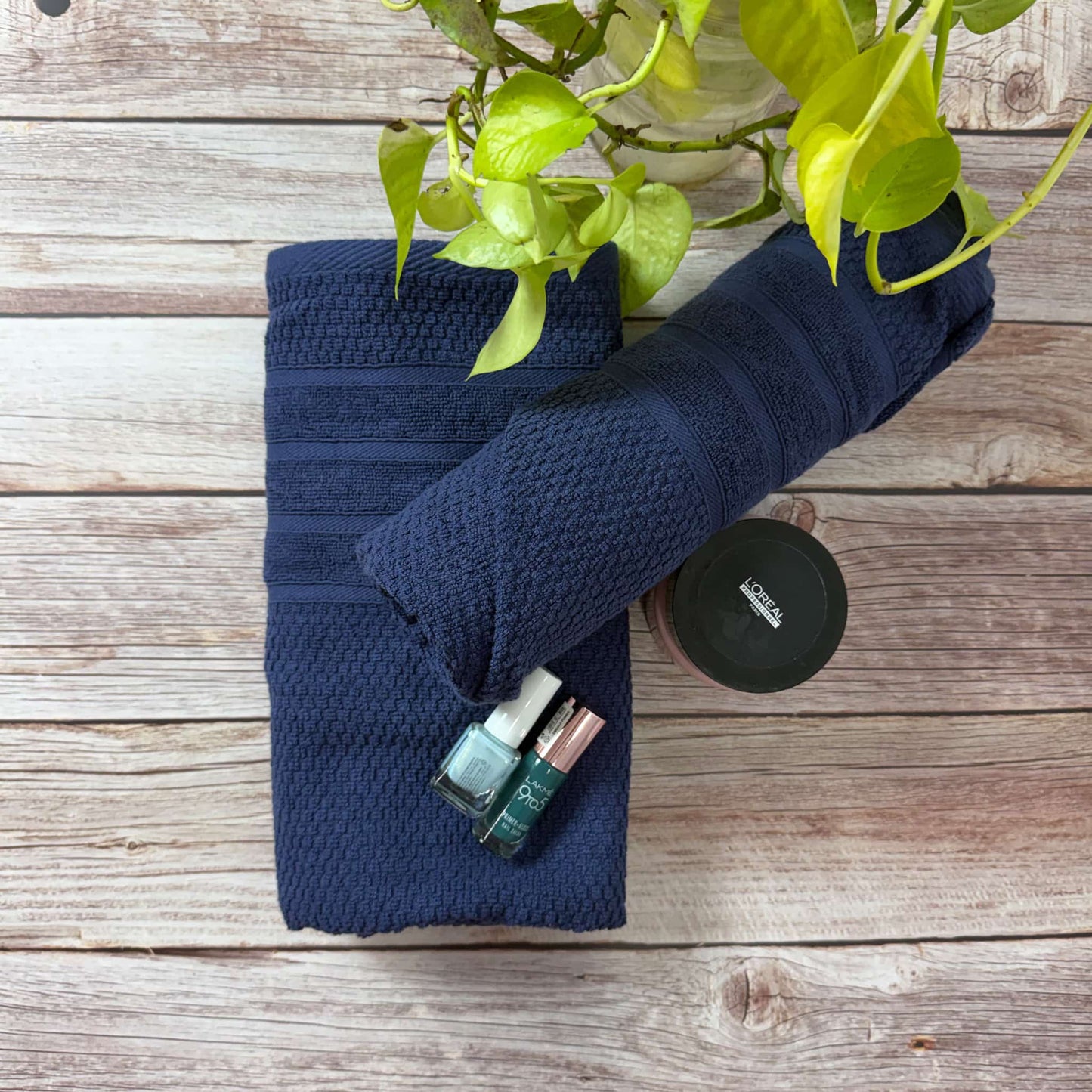 Navy Blue Popcorn Salon Towel Pack Of Two