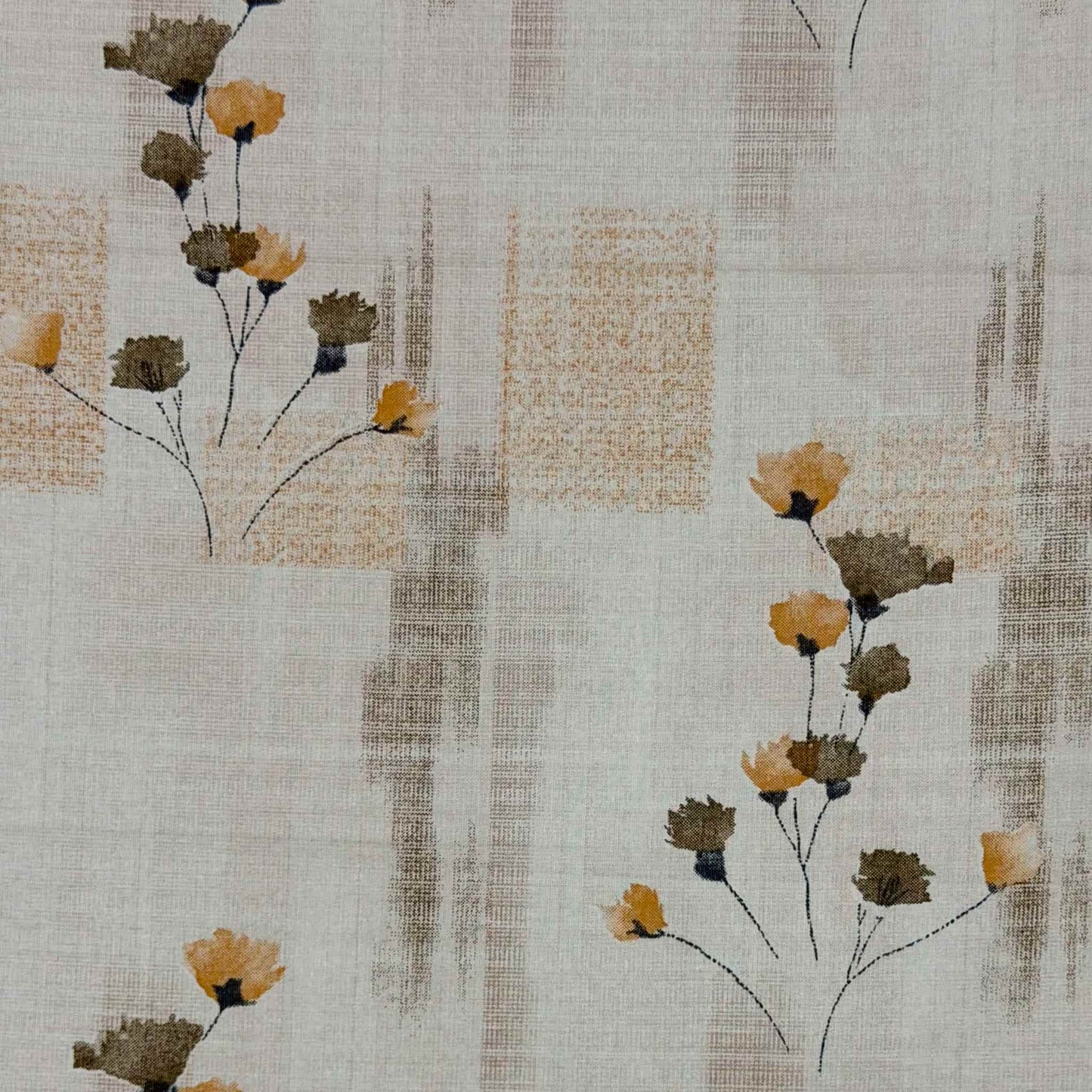 Orange Floral Print On White Single Bedsheet