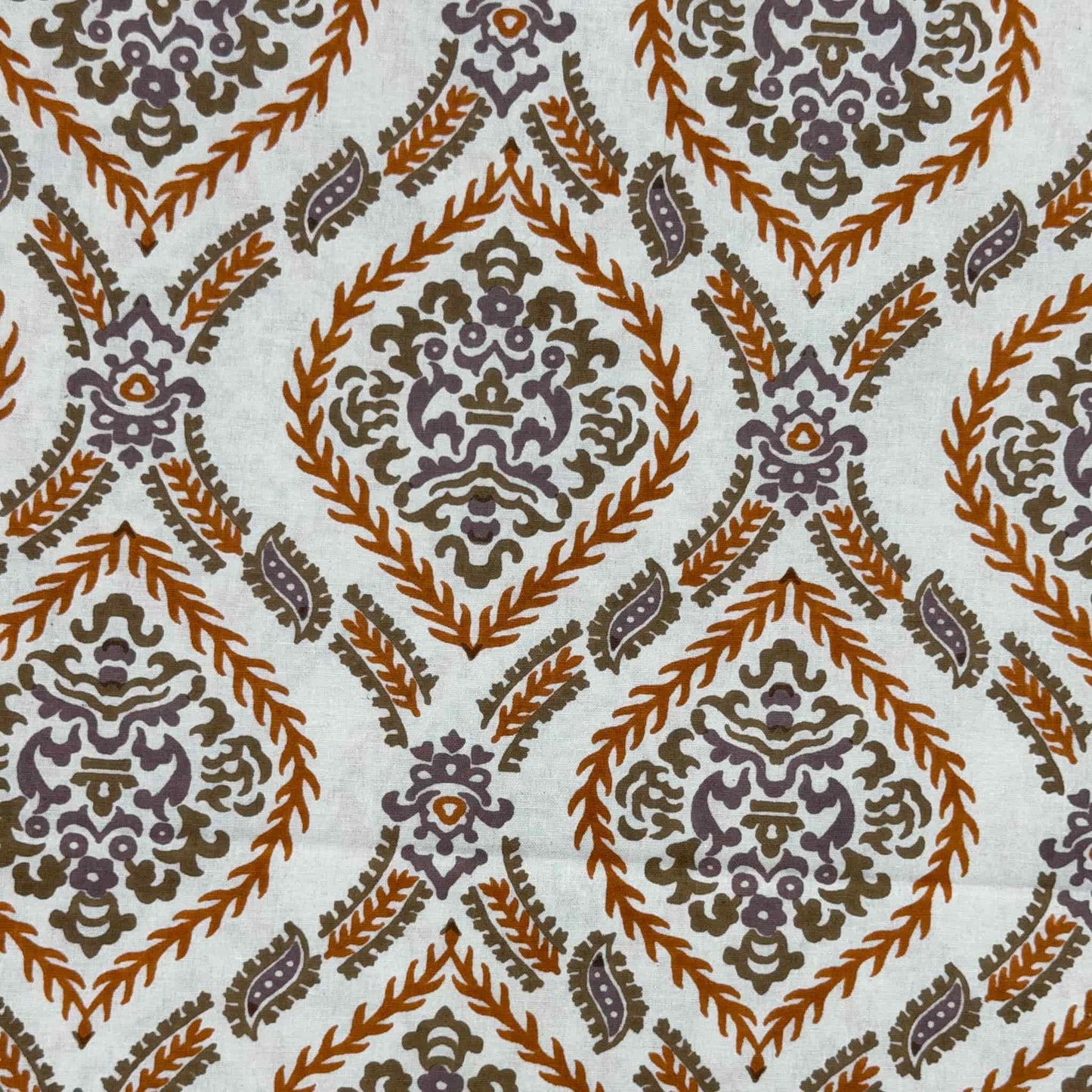 Orange Hand Block Print  King Size Bedsheet