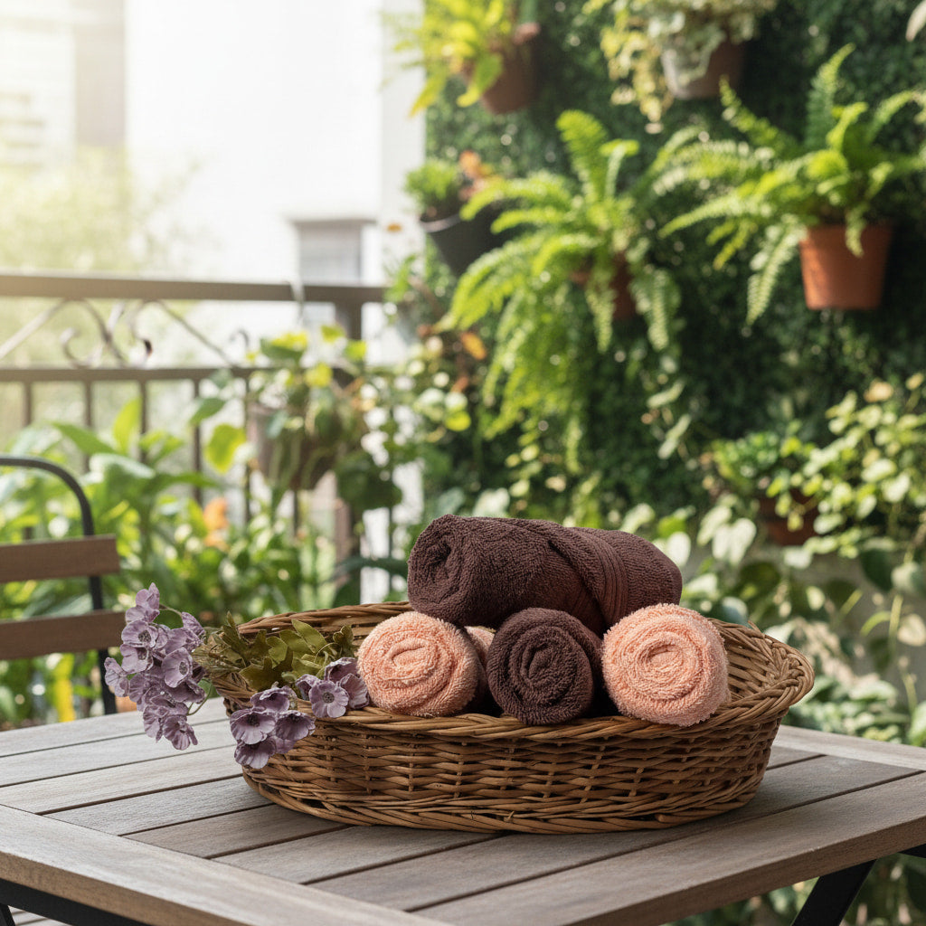 Peach And Brown Hand Towel Combo