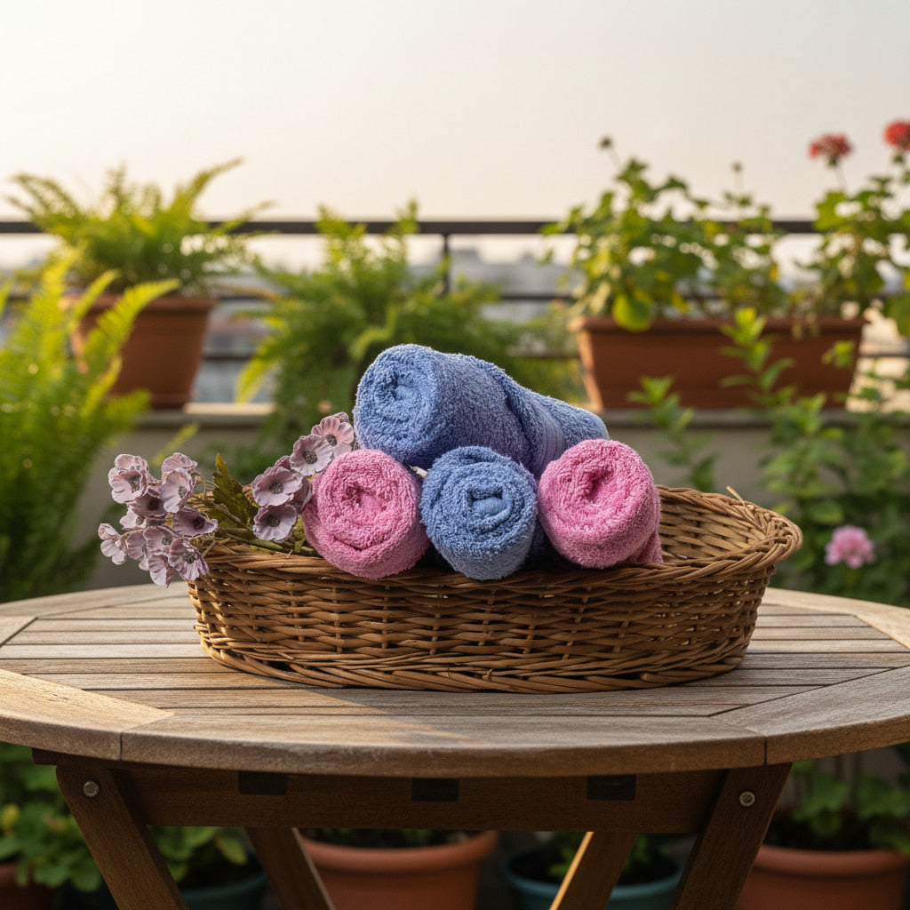 Pink With Blue Hand Towel Combo