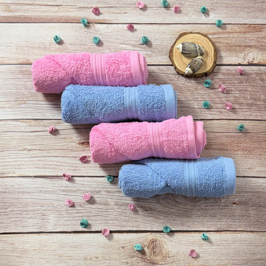 Pink With Blue Hand Towel Combo