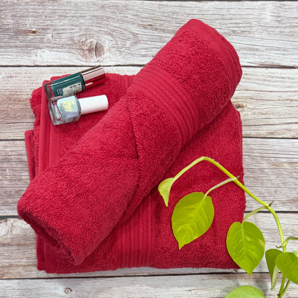 Red Bath And salon Towel Combo