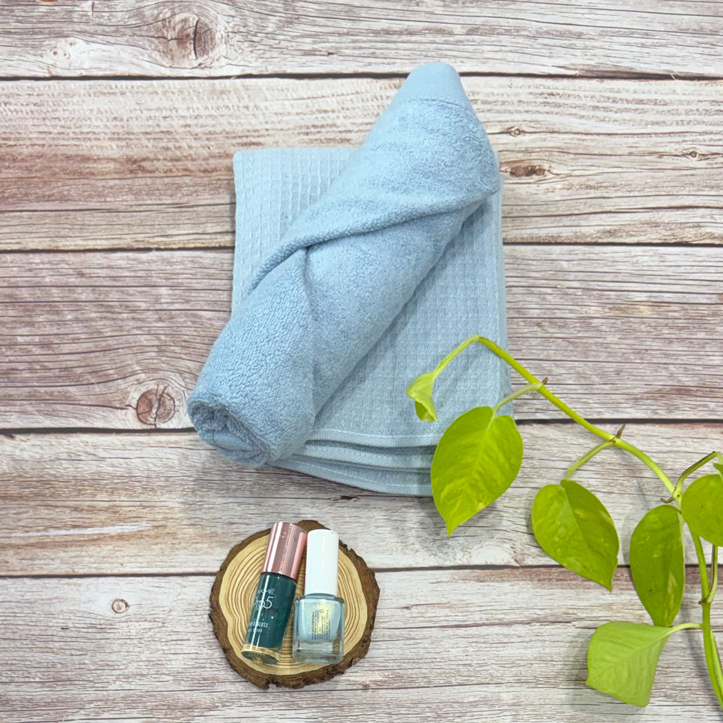 Sky Blue Waffle-Terry Hand Towel Pack Of Two