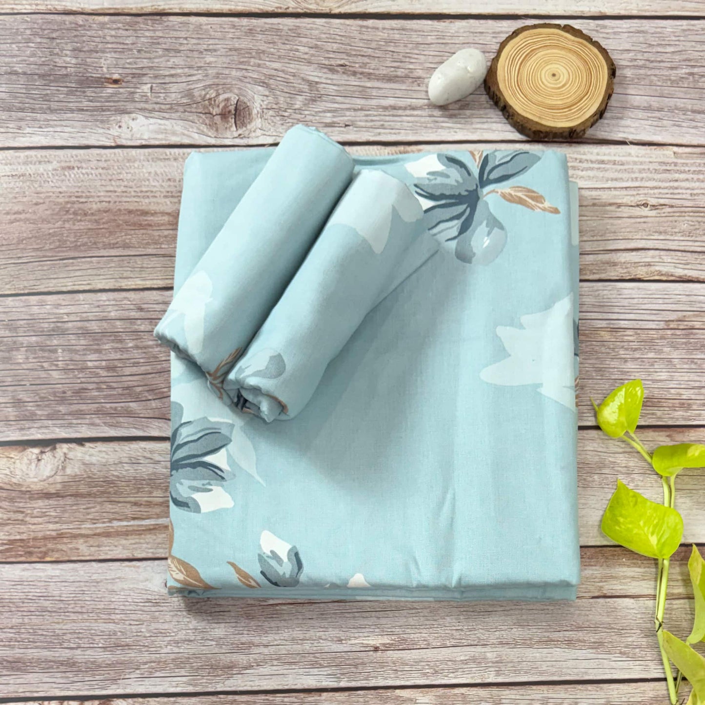 Blue Floral Queen Size Bedsheet