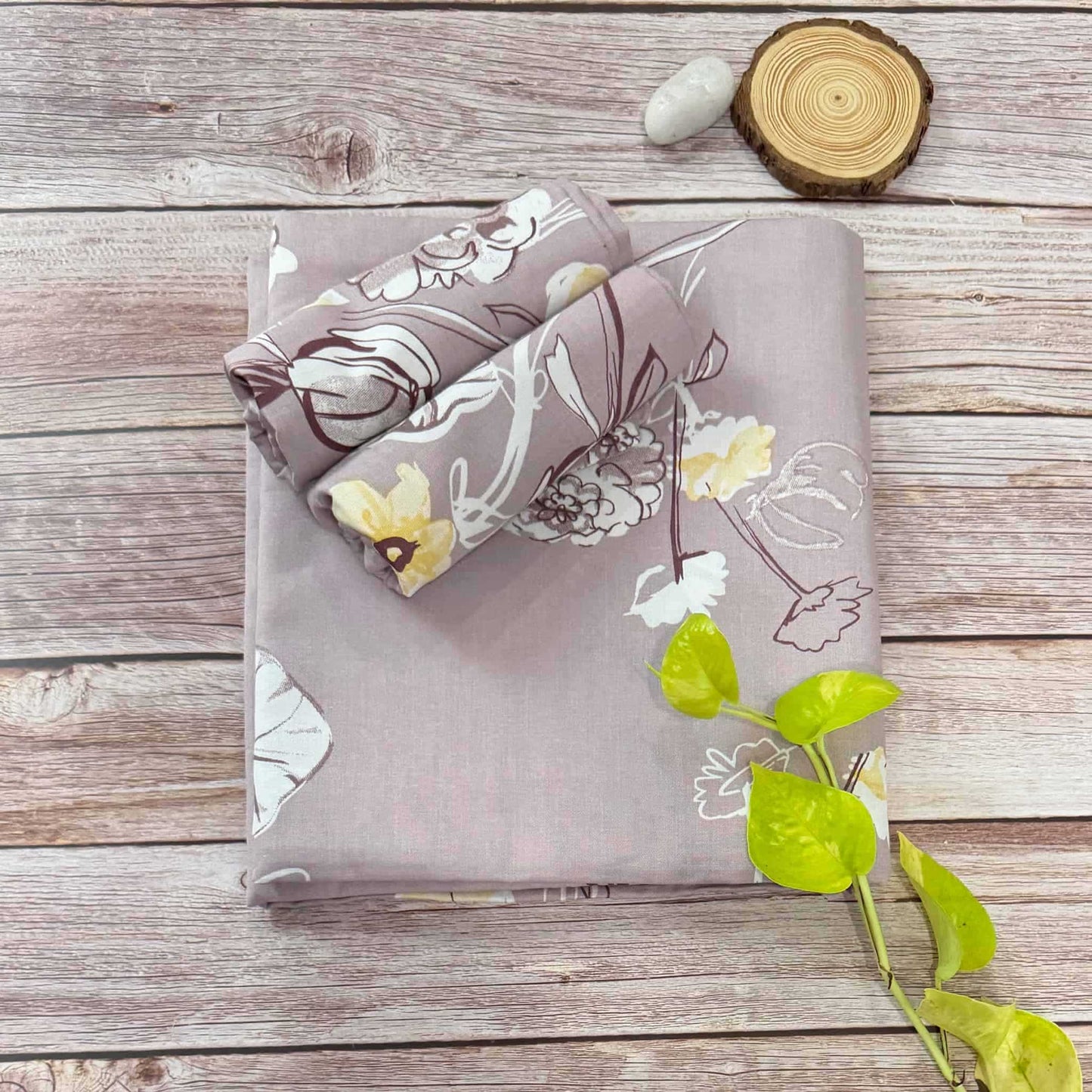Lavender Floral Queen Size Bedsheet