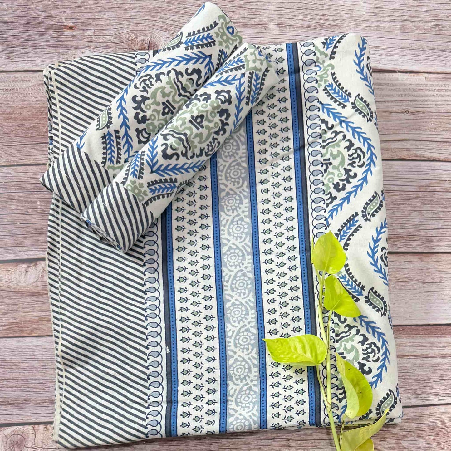 Blue Hand Block Print  King Size Bedsheet