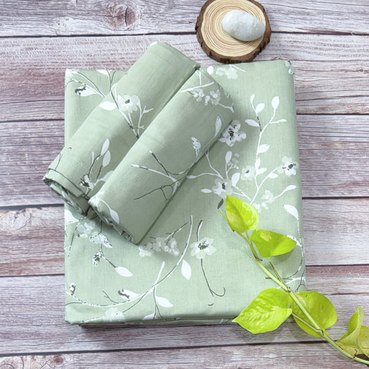 Floral Print 210TC Green King Size Bedsheet