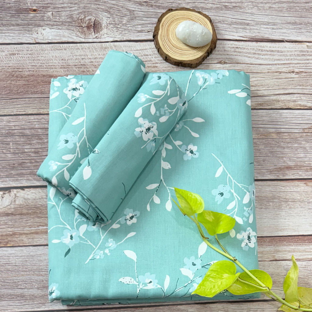 Floral 210TC Blue King Size Bedsheet