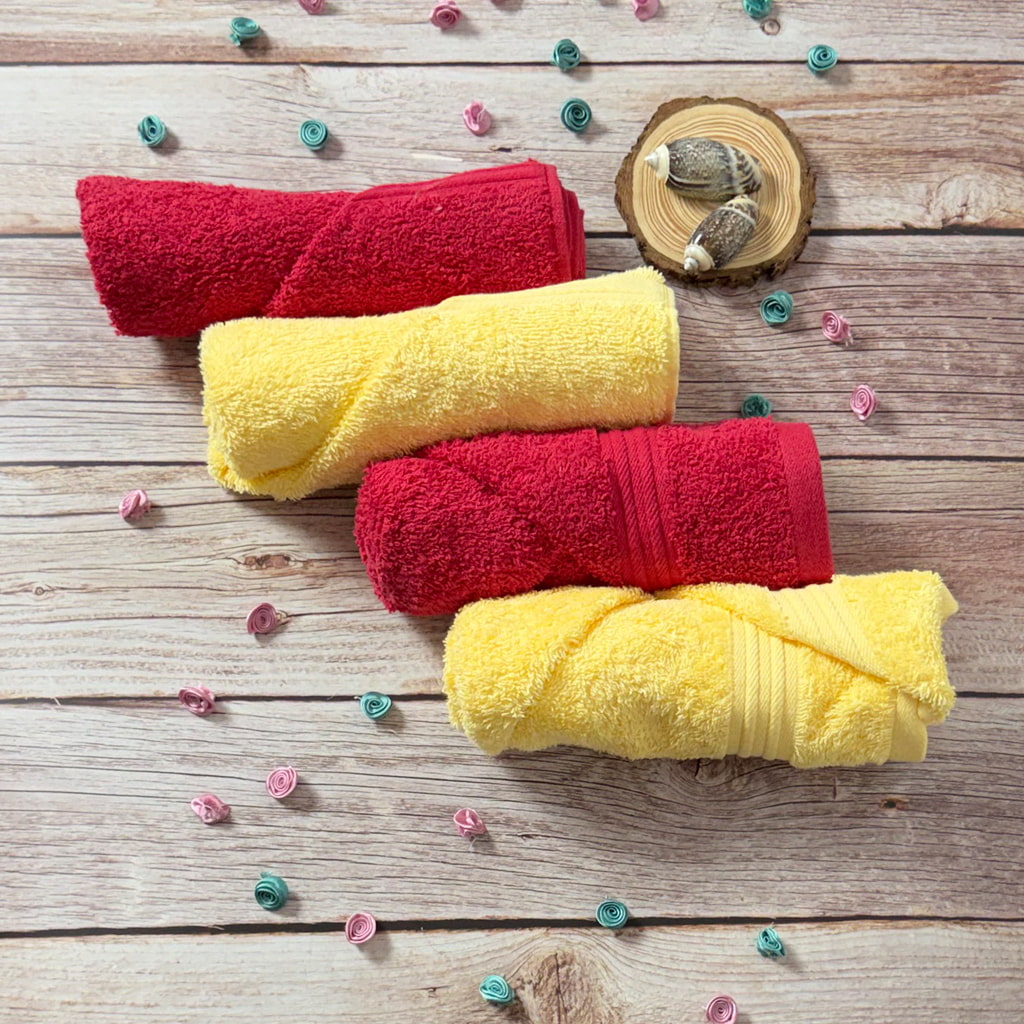 Yellow With Red Hand Towel Combo